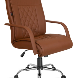 Cadeira Classic diretor, com braço revestido, base cromada relax